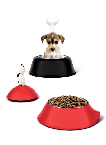 Alessi Lupita Ammi02 B - Gamelle Design Pour Chien En Resine Thermoplastique Et Acier Inoxydable 18 10 Noir