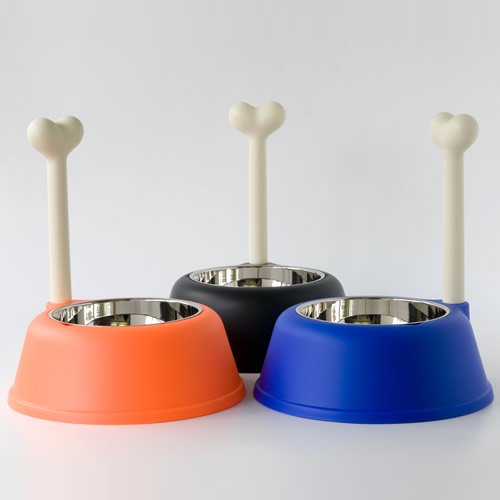 Alessi Lupita Ammi02 B - Gamelle Design Pour Chien En Resine Thermoplastique Et Acier Inoxydable 18 10 Noir