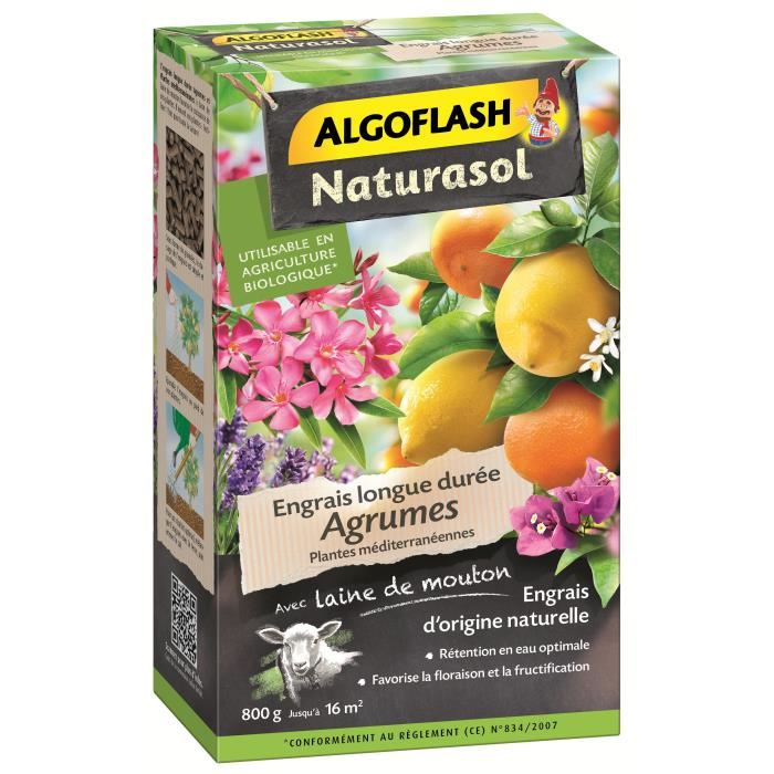 Algoflash Naturasol - Engrais Agrumes Et Plantes Mediterraneenes 800g