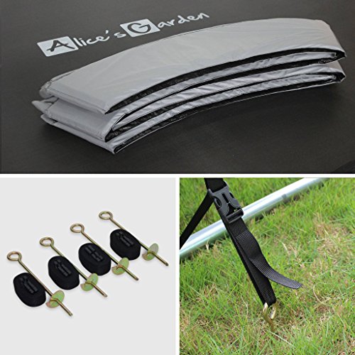 Trampoline 370cm Saturne Xxl Gris Avec Filet De Protection Echelle Bache Filet Pour Chaussures Kit Dancrage Trampoline