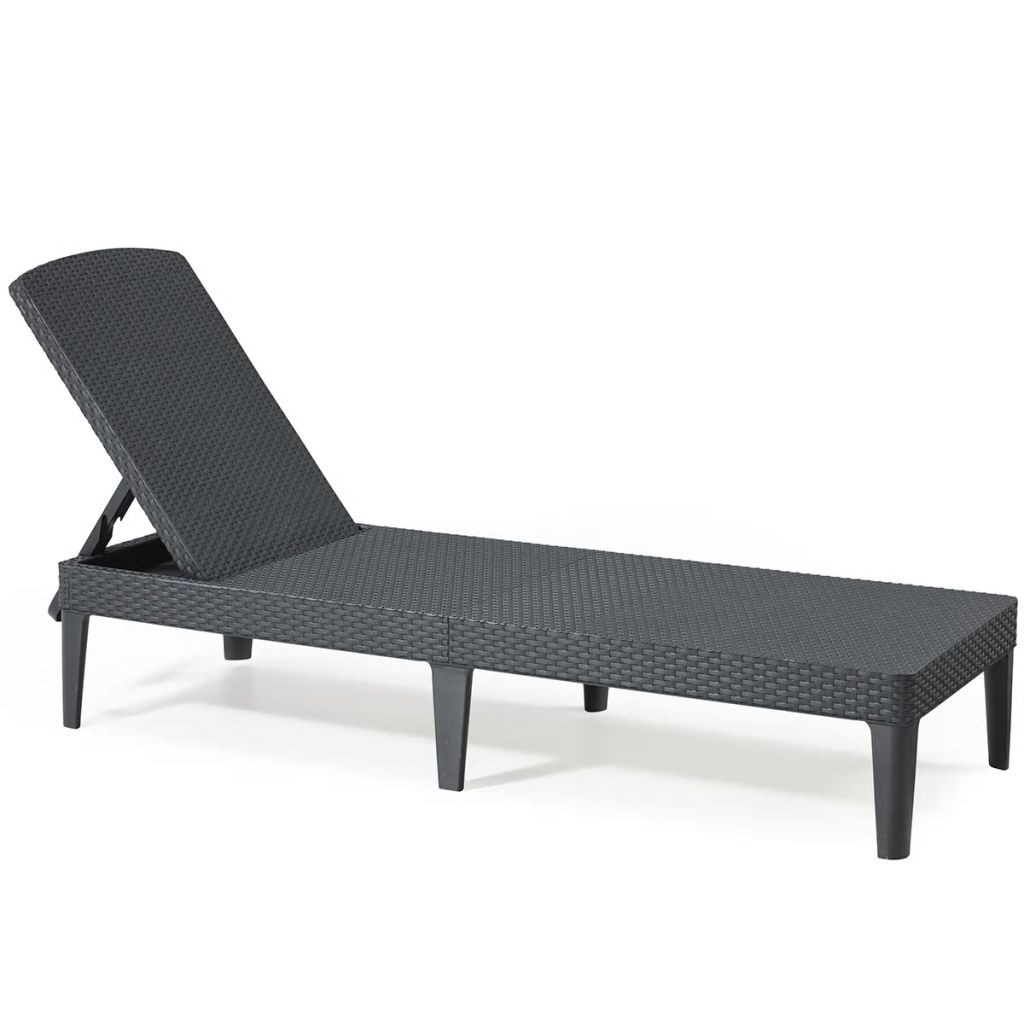 Bain De Soleil - Allibert By Keter ? Jaipur ? En Resine Imitation Rotin Tresse ? Gris Graphite ? Dossier Reglable