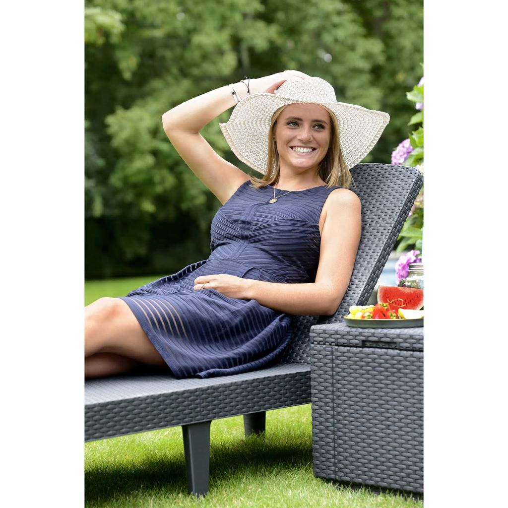 Bain De Soleil - Allibert By Keter ? Jaipur ? En Resine Imitation Rotin Tresse ? Gris Graphite ? Dossier Reglable