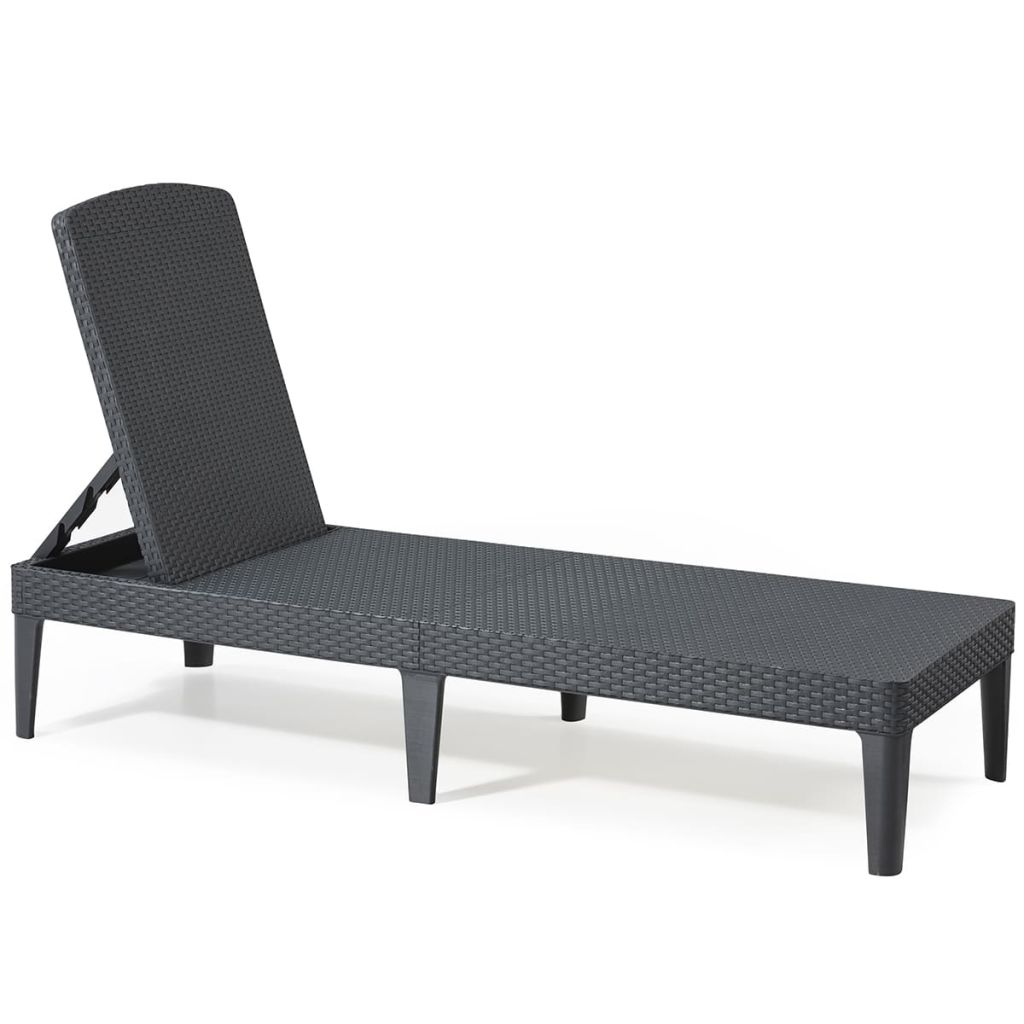 Bain De Soleil - Allibert By Keter ? Jaipur ? En Resine Imitation Rotin Tresse ? Gris Graphite ? Dossier Reglable