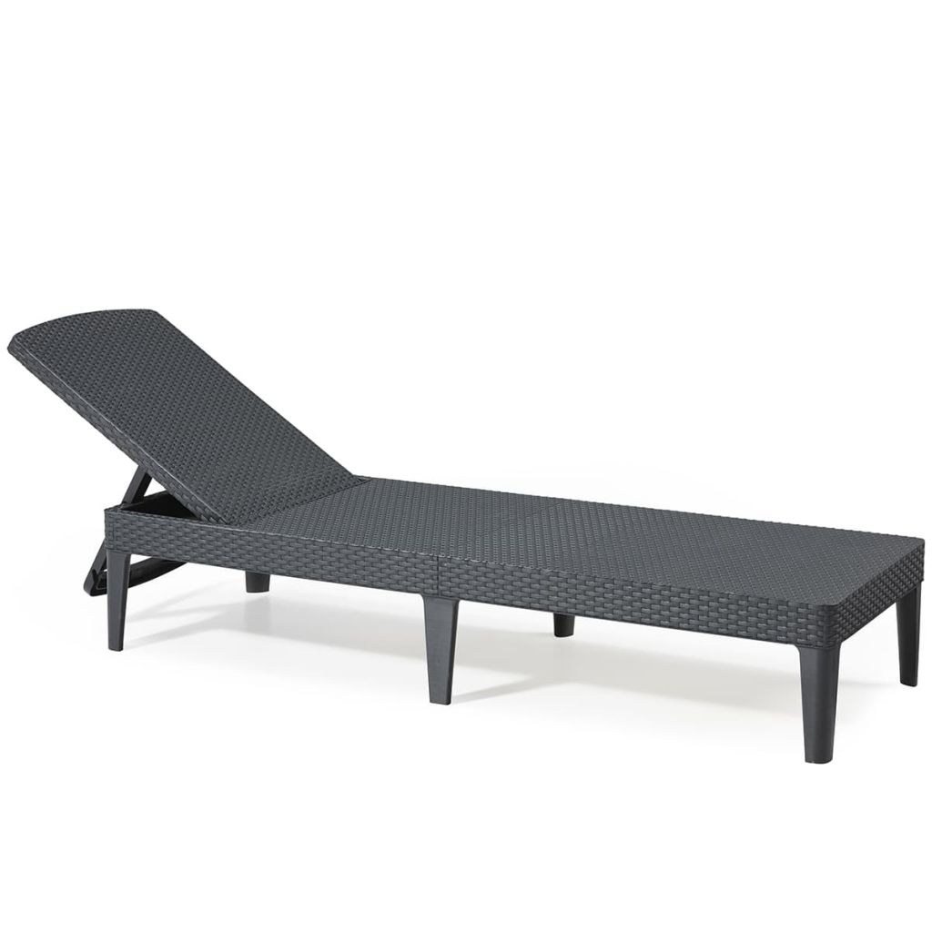 Bain De Soleil - Allibert By Keter ? Jaipur ? En Resine Imitation Rotin Tresse ? Gris Graphite ? Dossier Reglable
