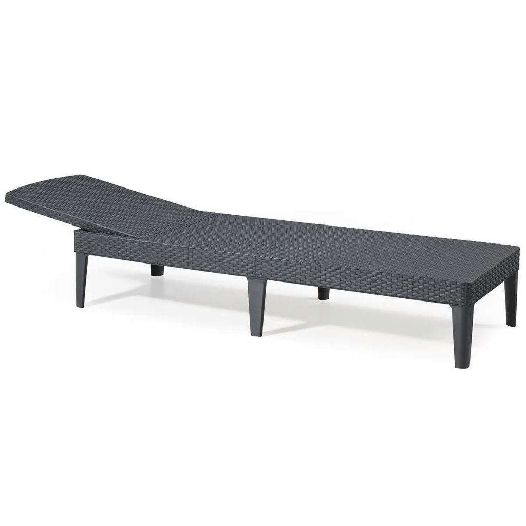Bain De Soleil - Allibert By Keter ? Jaipur ? En Resine Imitation Rotin Tresse ? Gris Graphite ? Dossier Reglable