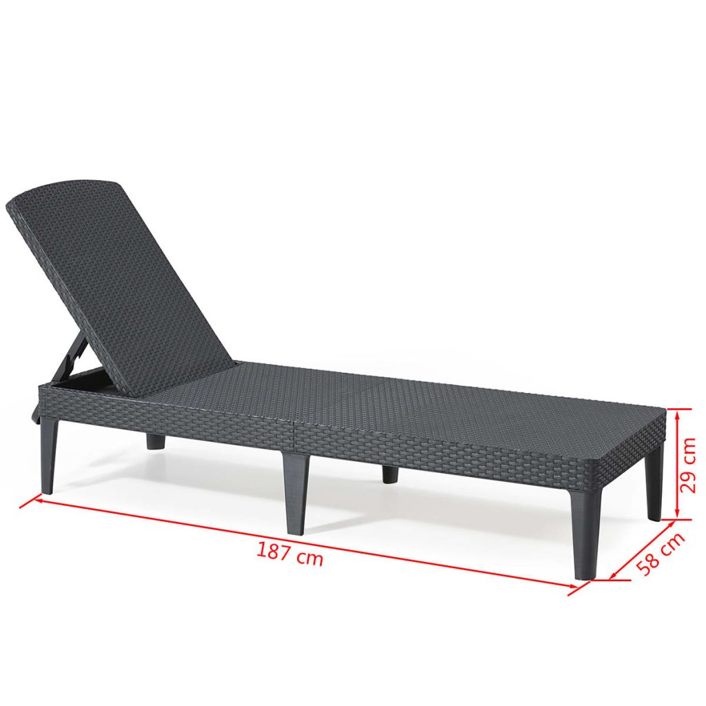 Bain De Soleil - Allibert By Keter ? Jaipur ? En Resine Imitation Rotin Tresse ? Gris Graphite ? Dossier Reglable