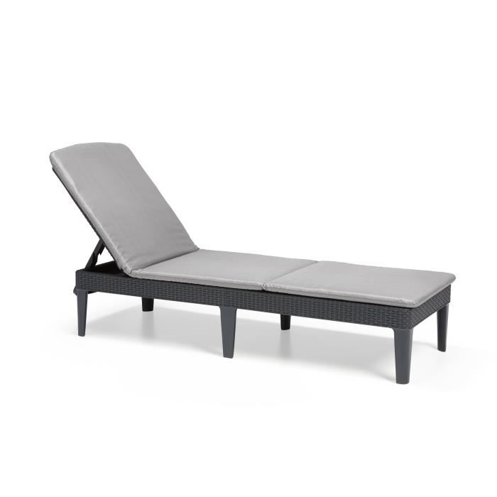 Bain De Soleil Keter Chaise Longue Avec Coussin Jaipur Graphite Pliable Resistant Aux Intemperies