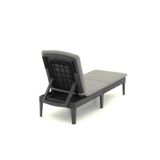 Bain De Soleil - Keter - Chaise Longue Avec Coussin Jaipur Graphite - Pliable - Resistant Aux Intemperies