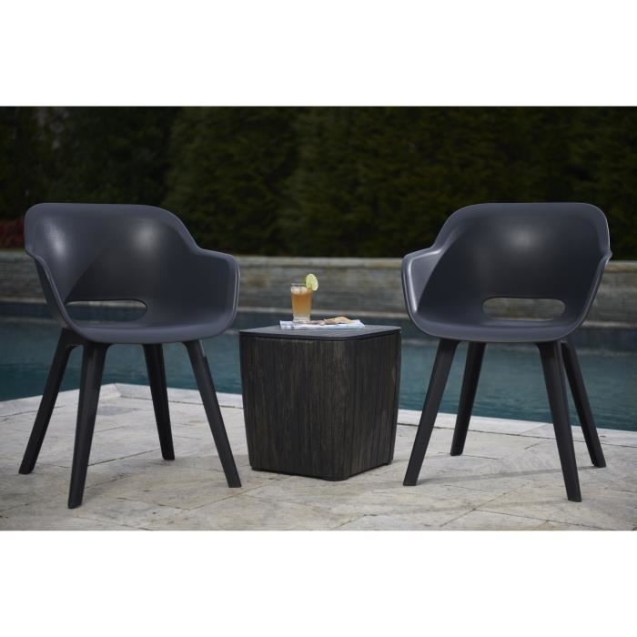 ALLIBERT JARDIN Lot de 2 fauteuils Akola - Coque graphite
