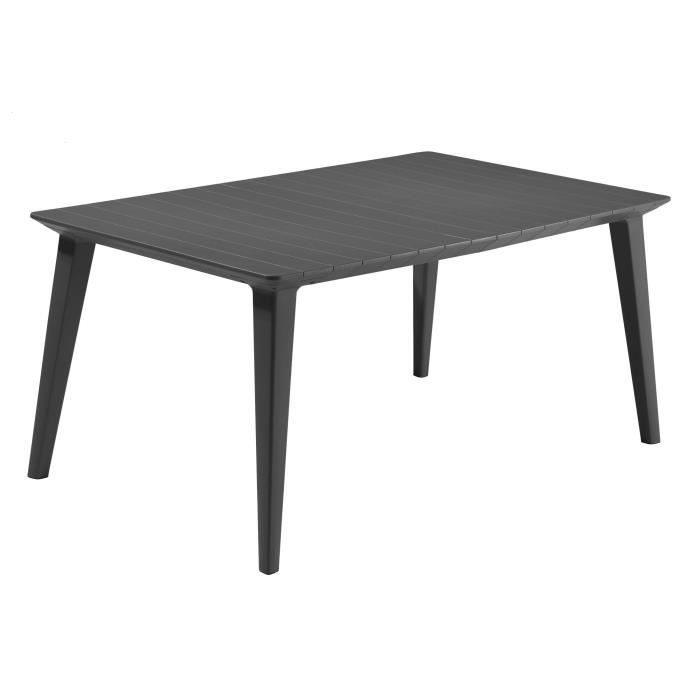 Table De Jardin - Rectangulaire 160cm - Gris Graphite - En Resine - 6 Personnes - Lima - Allibert By Keter