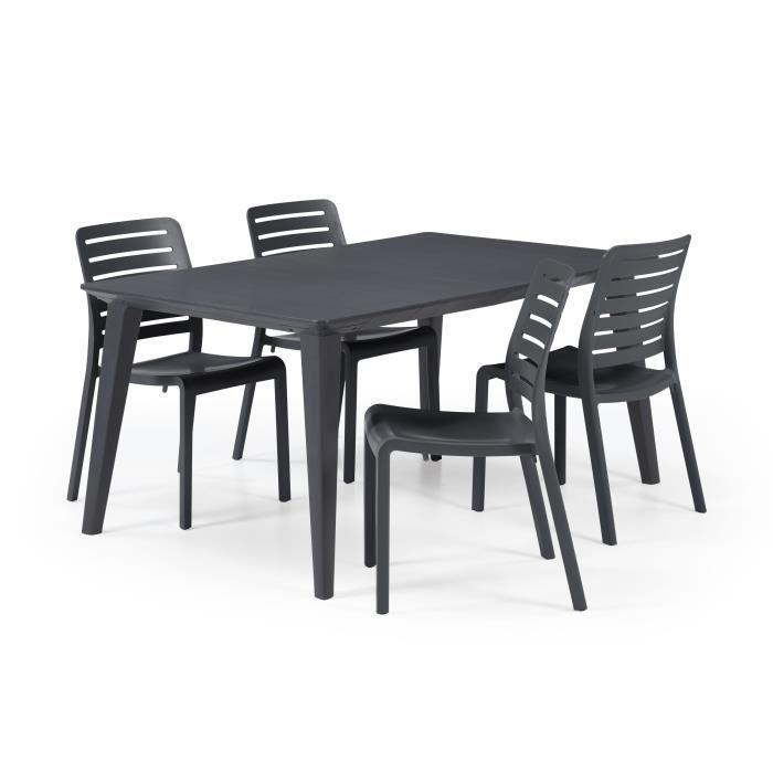 Table De Jardin - Rectangulaire 160cm - Gris Graphite - En Resine - 6 Personnes - Lima - Allibert By Keter