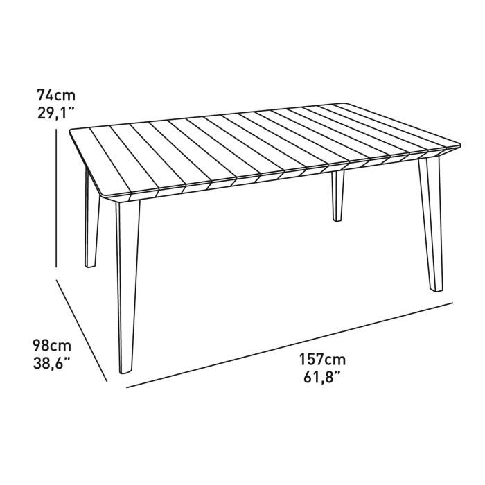 Table De Jardin - Rectangulaire 160cm - Gris Graphite - En Resine - 6 Personnes - Lima - Allibert By Keter
