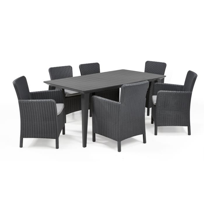 Table De Jardin - Rectangulaire 160cm - Gris Graphite - En Resine - 6 Personnes - Lima - Allibert By Keter
