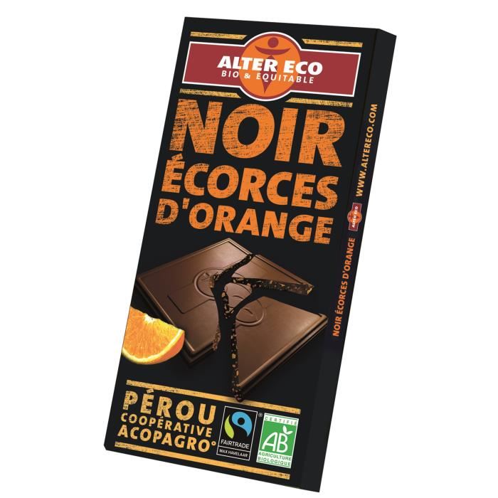 ALTER ECO Chocolat Noir Ecorces dOrange Bio 100g