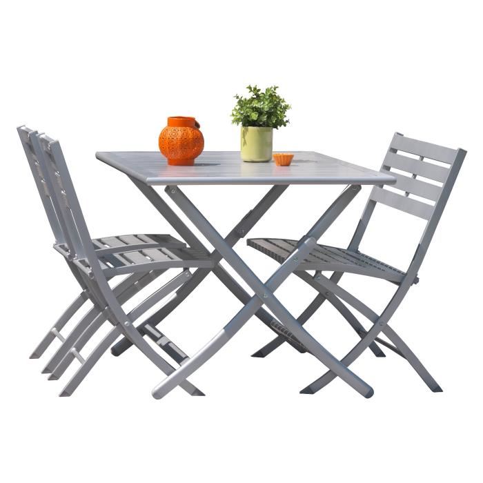 ALUMOB Table de jardin pliante Marius en aluminium 140x80x73 cm Gris metal