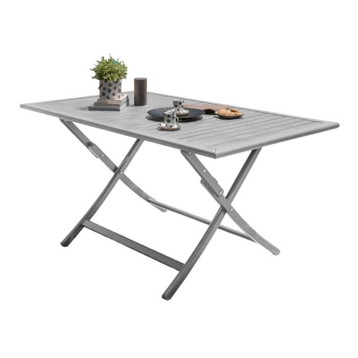 City Garden Table Rectangulaire Pliante Marius En Aluminium Gris Metal