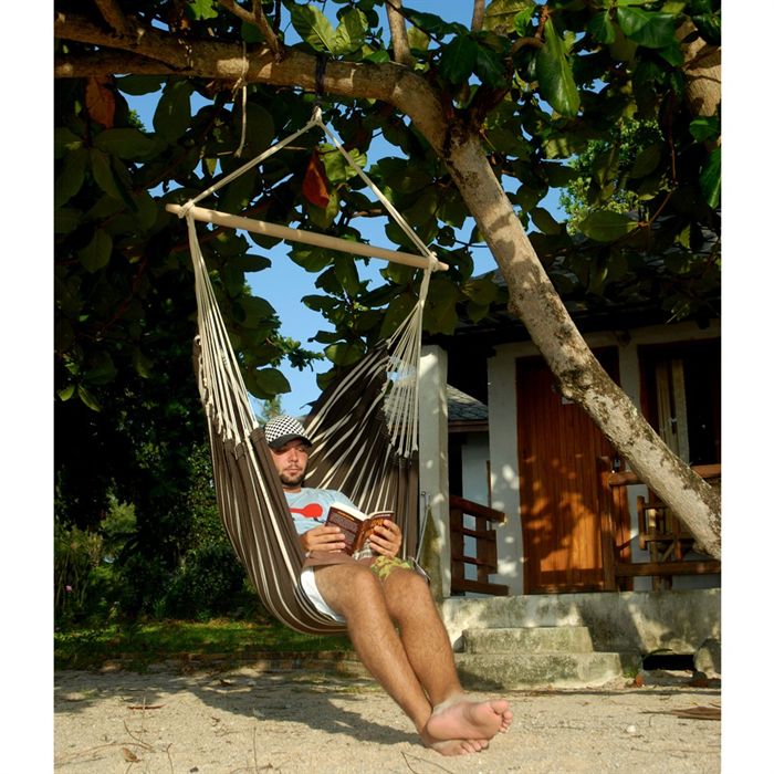 Chaise Suspendue Hamac Amazonas Brasil Coloris Mocca 160 X 130cm