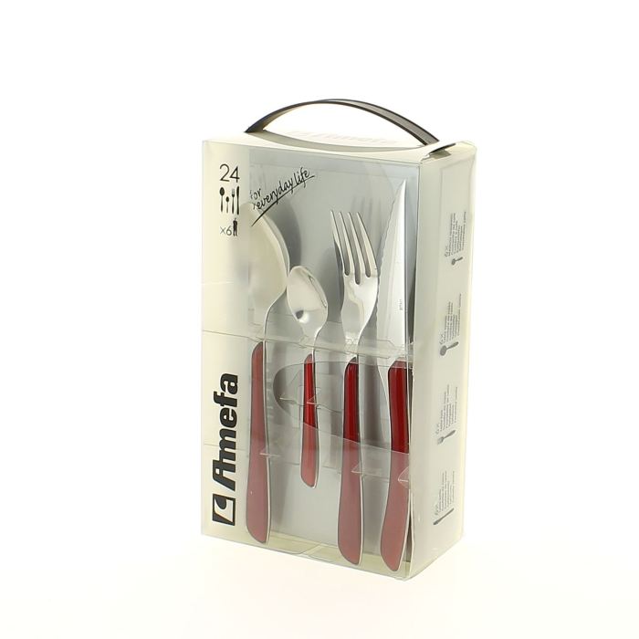 Amefa Set De Coutellerie 24 Pcs Eclat Rouge