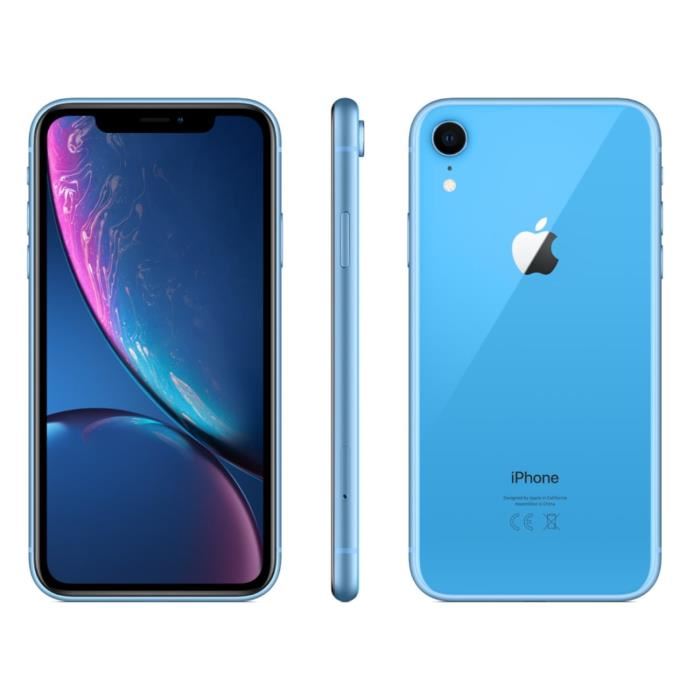 Apple Iphone Xr - Smartphone - Double Sim - 4g Lte Advanced - 64 Go - Gsm - 6.1  - 1792 X 828 Pixels (326 Ppi) - Liquid Retina Hd Display - 12 Mp (camera Avant 7 Mp) - Bleu