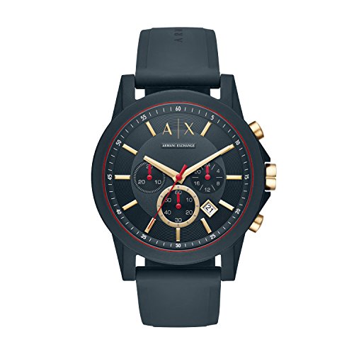 Montre Chronographe - Armani Exchange - Ax1335 - Quartz - Étanche 3 Atm - Silicone Gris Bleu