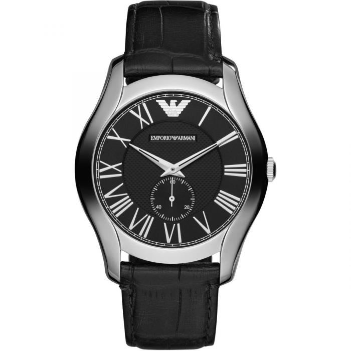 Armani Montre Homme Ar1703 Bracelet Cuir Noir