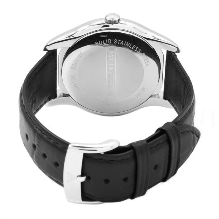 Armani Montre Homme Ar1703 Bracelet Cuir Noir