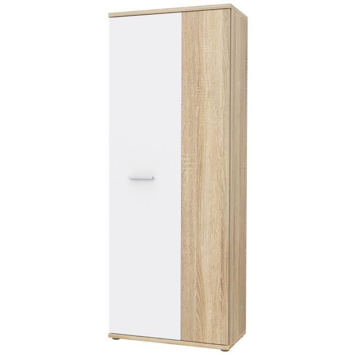 Armoire A Chaussures Misca Decor Chene Sonoma Et Blanc Mat L69 X P35 X H179cm
