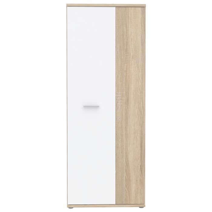 Armoire a chaussures style contemporain decor chene sonoma et blanc mat L 69 cm