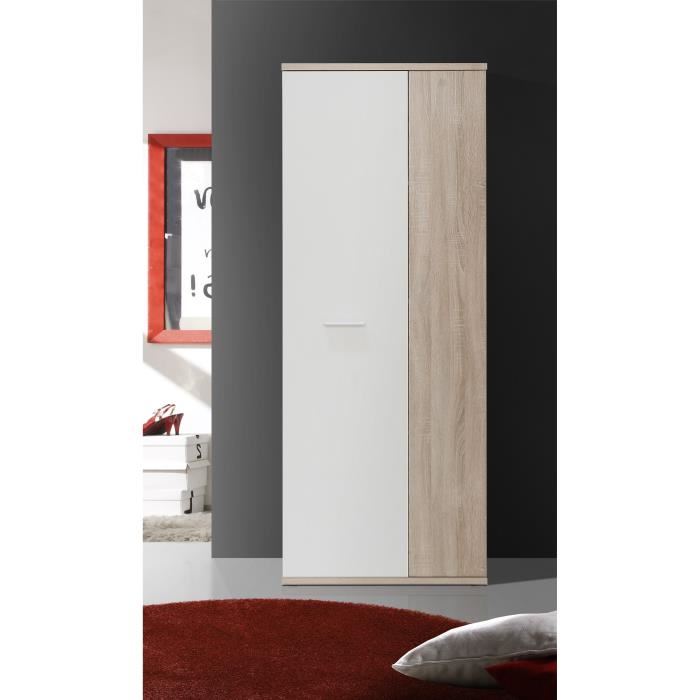 Armoire A Chaussures Misca Decor Chene Sonoma Et Blanc Mat L69 X P35 X H179cm