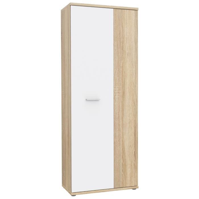 Armoire A Chaussures Misca Decor Chene Sonoma Et Blanc Mat L69 X P35 X H179cm
