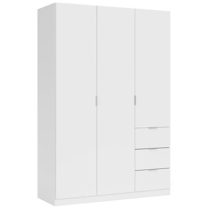 Gloria Armoire De Chambre Style Contemporain Melaminee Blanc - L 135 Cm