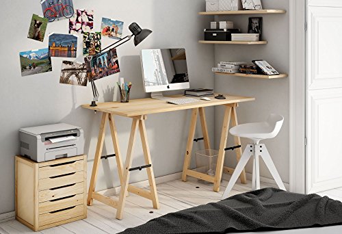 Plateau De Bureau En Pin Massif 120 X 60 X 18 Cm