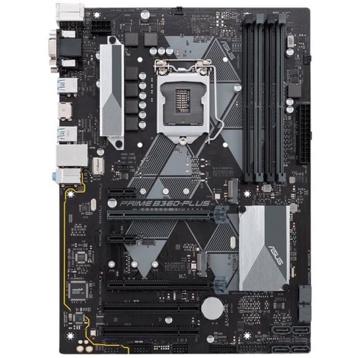 ASUS PRIME B360-PLUS - Carte-mere - ATX - Socket LGA1151 - B360 - USB 3.1 Gen 1, USB 3.1 Gen 2 - Gigabit LAN - carte graphique embarquee (unite centrale requise) - audio HD (8 canaux)