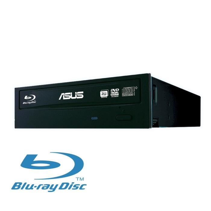 ASUS Graveur interne Blu-Ray 14x - Lecteur 12x Blu-Ray - Interface SATA - Memoire tampon 4 Mo - Format compatible BDXL, DVD et CD