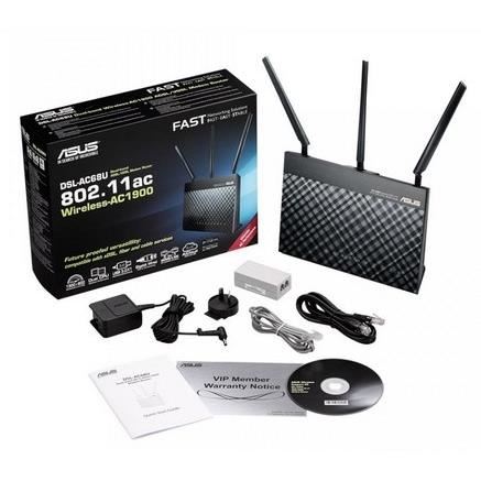 Routeur Sans Fil - Asus - Dsl-ac68u - Modem Adsl - Commutateur 4 Ports - Bi-bande 1900 Mbits/s