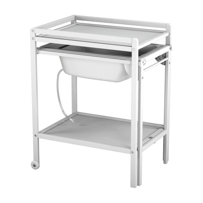 At4 Table A Langer A Roulettes Avec Baignoire -blanc