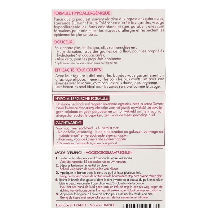 AUCUNE 20 Bandes Cire Froide - Visage