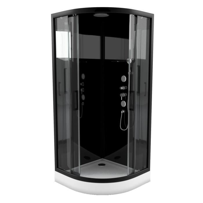 Cabine De Douche Black Mirror 2 Ronde Noir 90 X 90 X 220 Cm