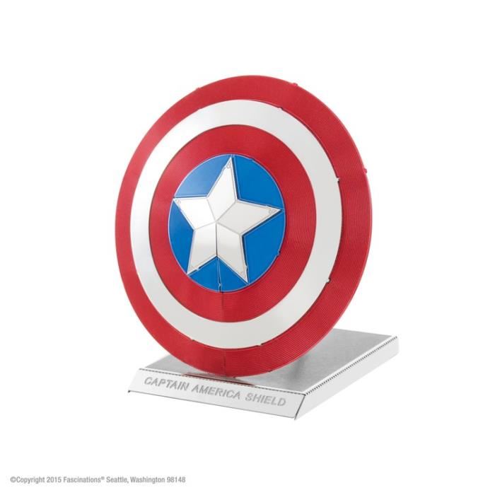 AVENGERS Bouclier Du Capitaine America Maquette a Construire 3D Metal avec 2 feuilles Sur carte 12x17 cm