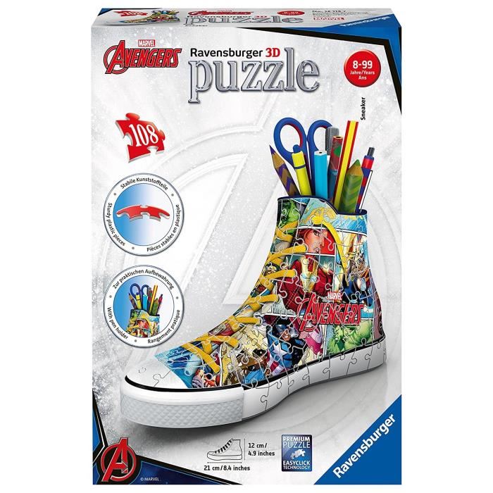 Avengers Puzzle 3d Sneaker Ravensburger Puzzle 3d Enfant Sans Colle Pot A Crayons 108 Pieces Des 8 Ans