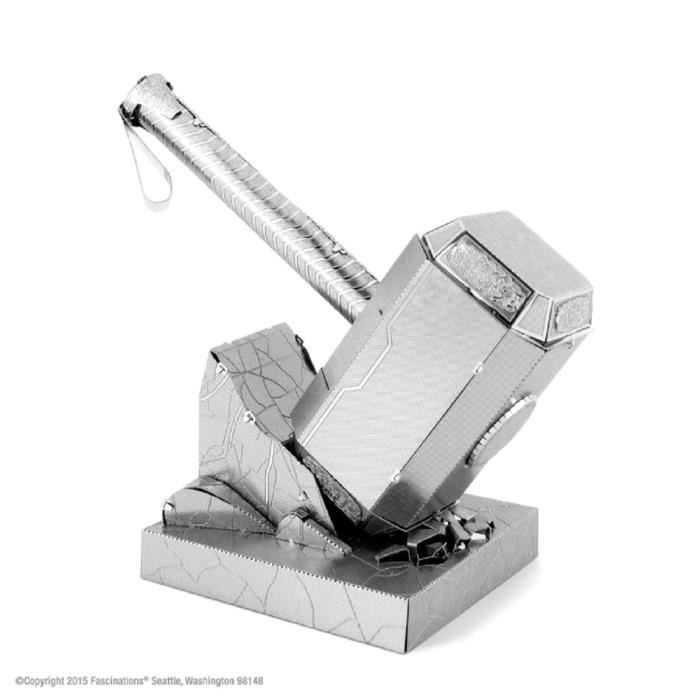 AVENGERS Thors Hammer Mjolnir Maquette a Construire 3D Metal avec 2 feuilles Sur carte 12x17 cm