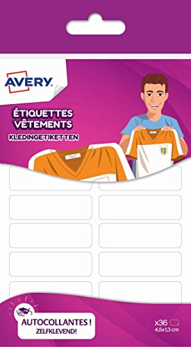 Avery Family Etiquettes Pour Vetements 45 X 13 Mm Rectangulaire Blanc Pack De 36