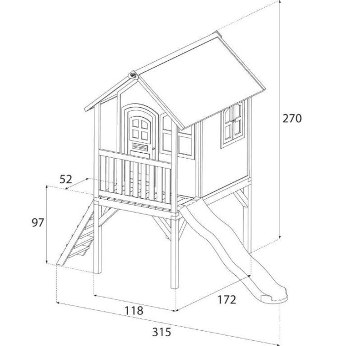 Axi Laura Maison Enfant Avec Toboggan Vert Aire De Jeux Pour Lexterieur En Marron Vert Maisonnette Cabane De Jeu En Bois