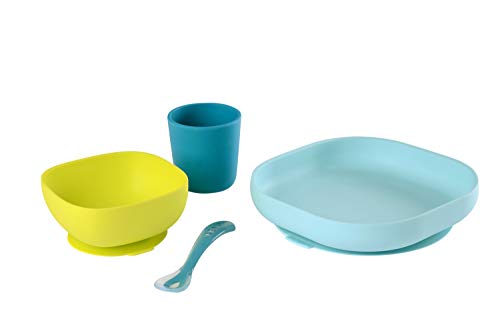 Beaba - Set Vaisselle Silicone (4 Pieces) - Blue