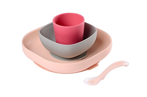 Beaba - Set Vaisselle Silicone (4 Pieces) - Pink