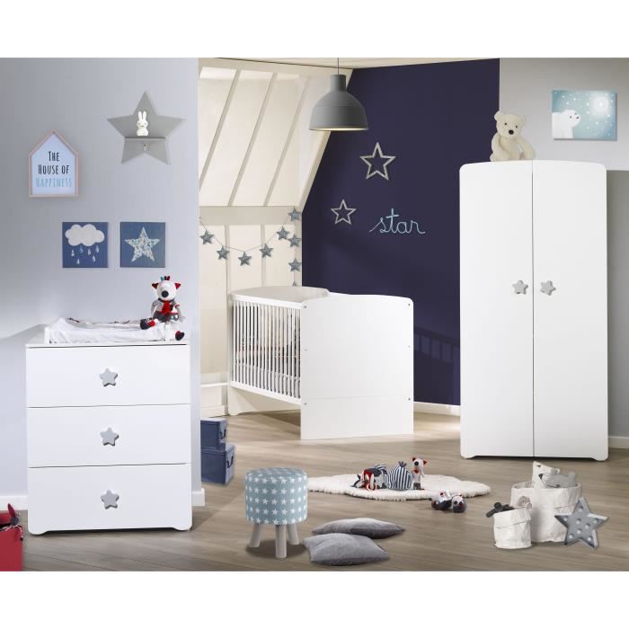 Baby Price New Basic Chambre Bebe Complete Lit Evolutif 70 X 140 Cm Armoire Commode A Langer