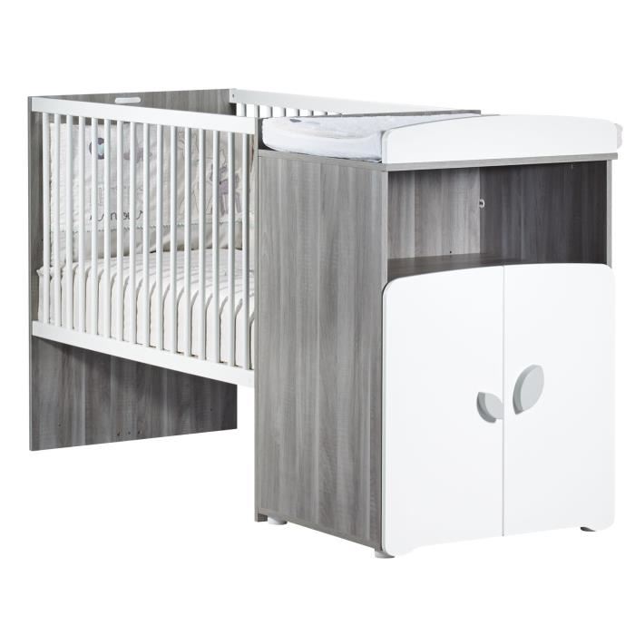 Lit Combine 120x60cm Evolutif En 90x190cm Babyprice Leaf En Bois Gris