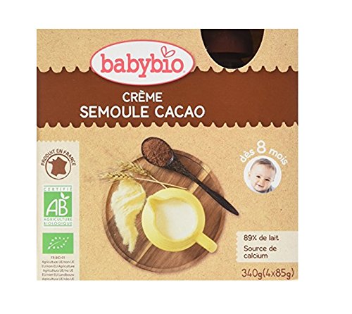 Parapharmacie En Ligne Bebe & Maman Alimentation Bebe Repas Pour Bebe Petits Pots Pour Bebe Babybio Creme Semoule Cacao 8 Mois Et + Bio Gourdes 85 G X 4