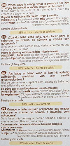 Babybio - Gourde Creme Semoule Vanille - Bio - 4x85g - Des 6 Mois