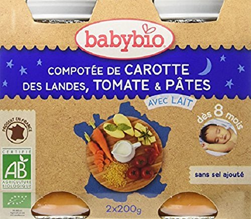 BABYBIO Petits Pots Menu du Jour 2x200g Des 8 mois Compotee de Carot
